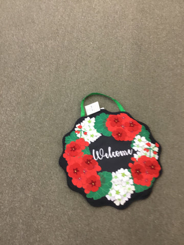 Welcome Geraniums Door Decor