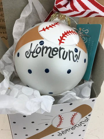 Baseball Glass Ornament