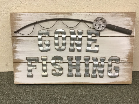 Gone fishing wood sign
