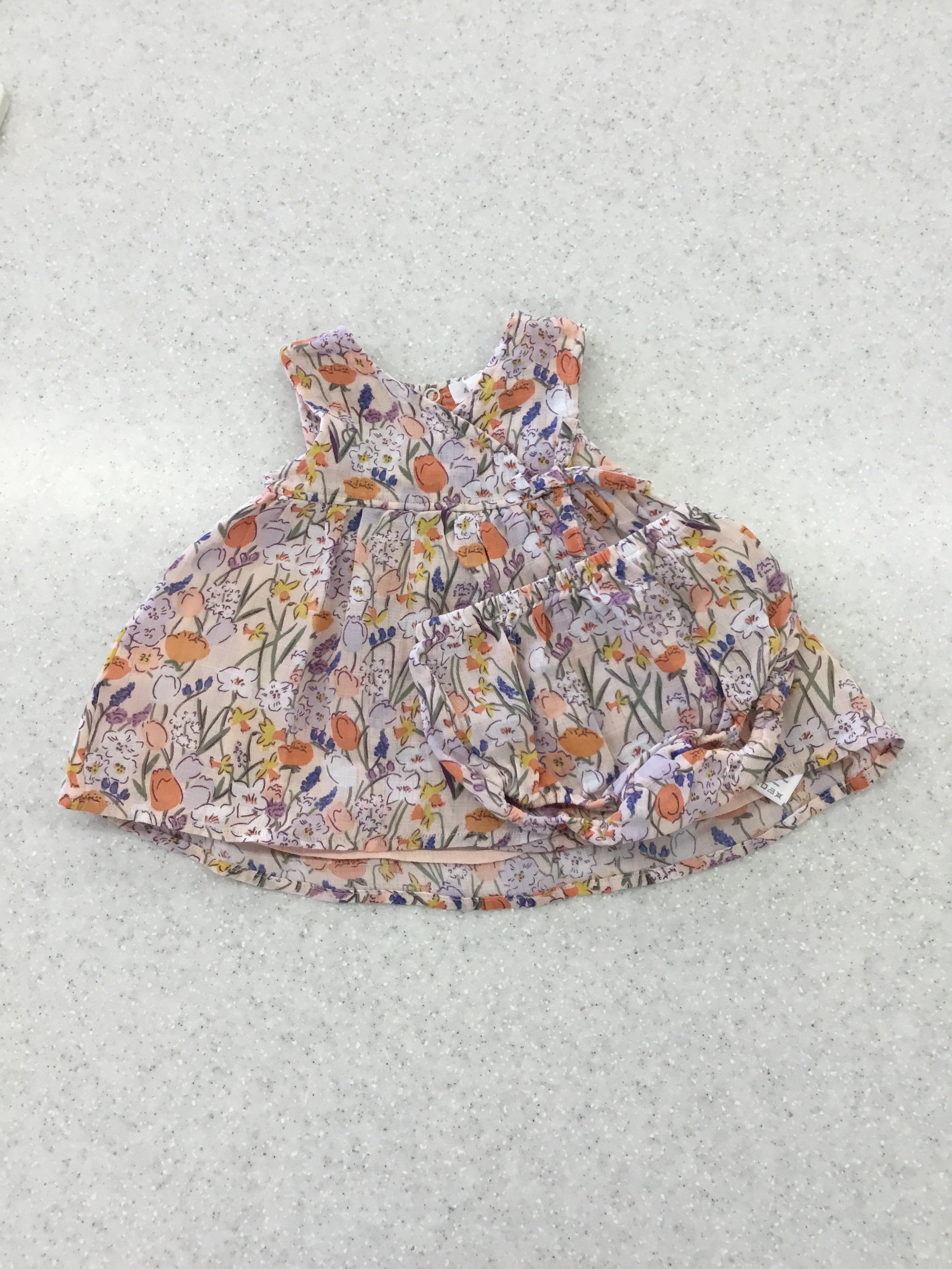 Multi Colored Floral Dress and Diaper Cover