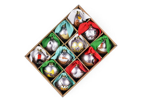 Coton Colors 12 Days of Christmas Glass Ornaments, Set of 12