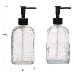 Embossed Glass Soap Dispenser with Pump