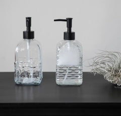 Embossed Glass Soap Dispenser with Pump