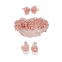 LB PINK LACE DIAPER COVER SET
