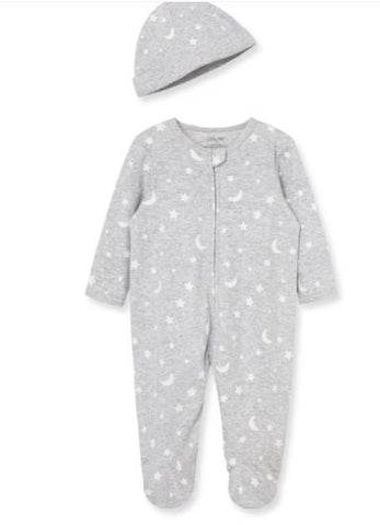 Moon & Stars Footed One-Piece and Hat