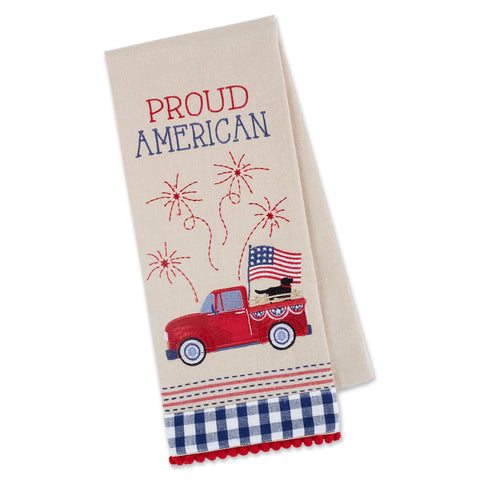 American Truck Embellished Dishtowel