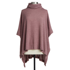 Waffle Knit Poncho - Dusty Rose