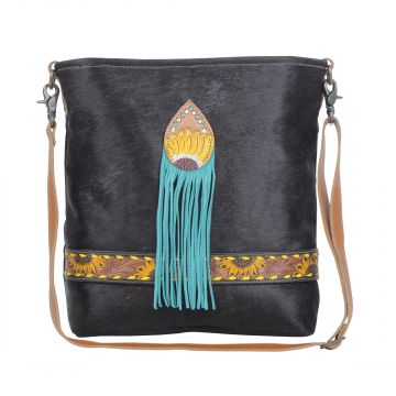 "BLUE CANDLE HAND-TOOLED BAG"