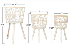 Bamboo Wood Baskets with Legs