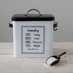 Metal Laundry Soap Container with Lid and Scoop