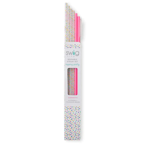 Confetti + Pink Reusable Straw Set