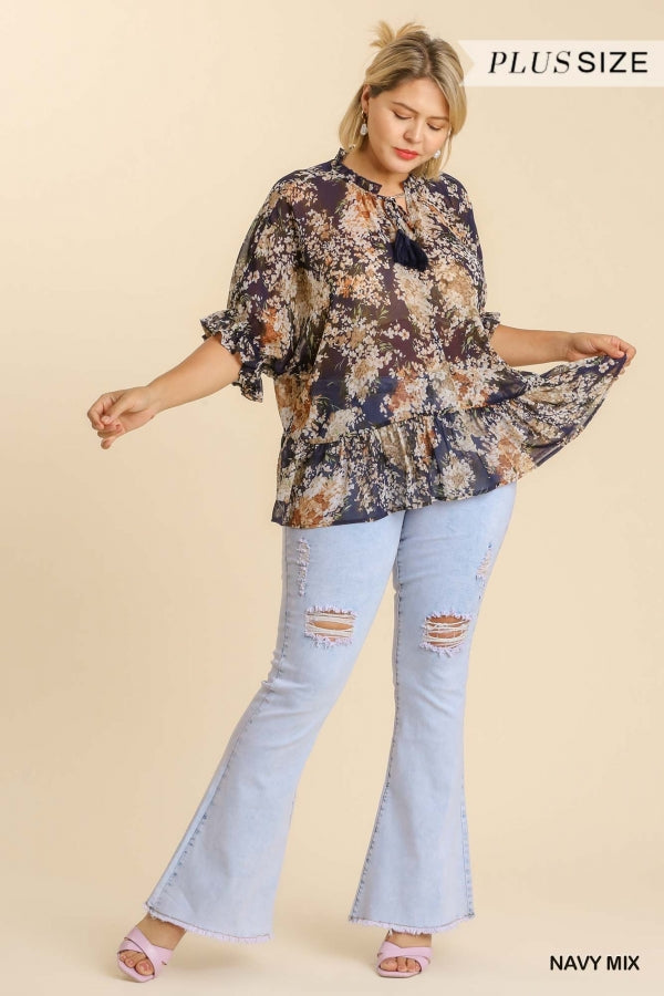 Floral Print V-Neck Top