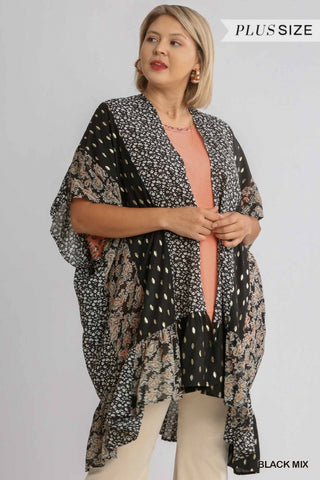 Sheer Mixed Print Kimono