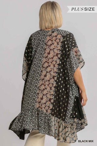 Sheer Mixed Print Kimono