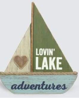 Lovin Lake Adventures Wood Sailboat Table Decor