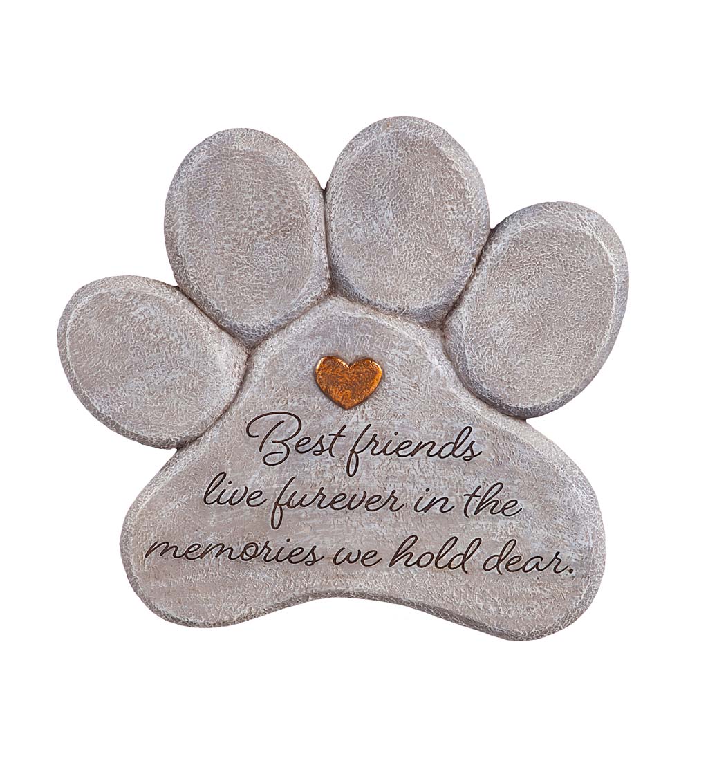 Dog Silhouette 11 Paw Shaped Pet Memorial Garden Stone, Best Friends Live  Forever