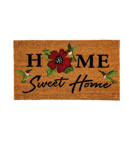 Home Sweet Home Hummingbirds Decorative Coir Mat , 16" X 28"