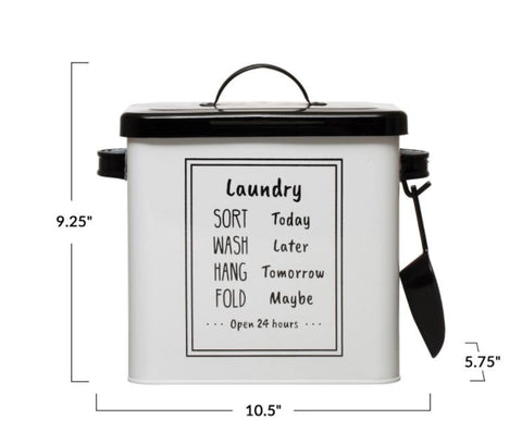 Metal Laundry Soap Container with Lid and Scoop