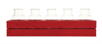 CREATIVE COOP WOOD CRESATE W/ GLASS BOTTL