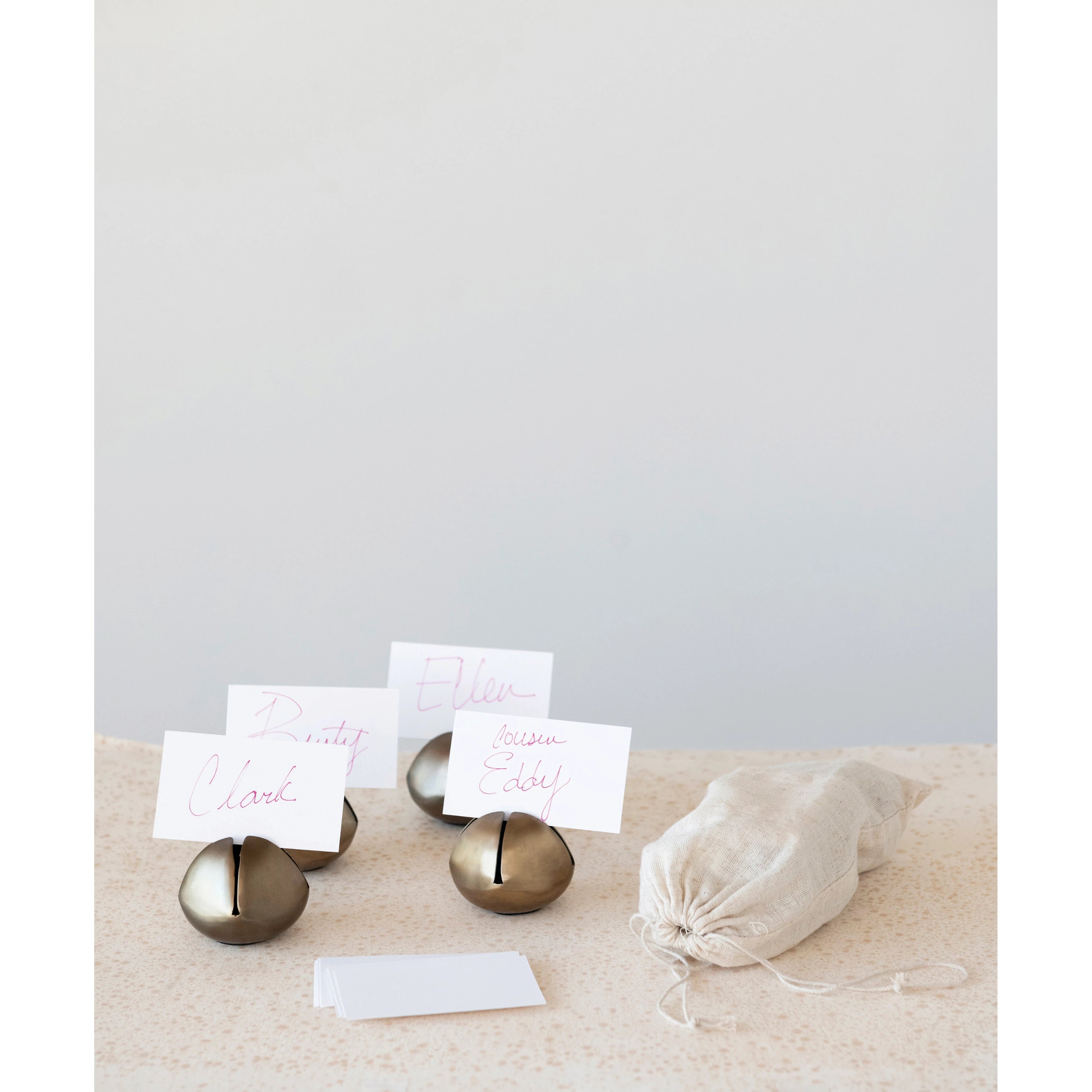 Metal Bell Place Card Holders, Set of 4 in Bag
