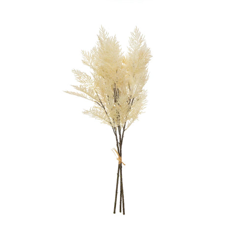 28"H Flocked Faux Reed Plume, White