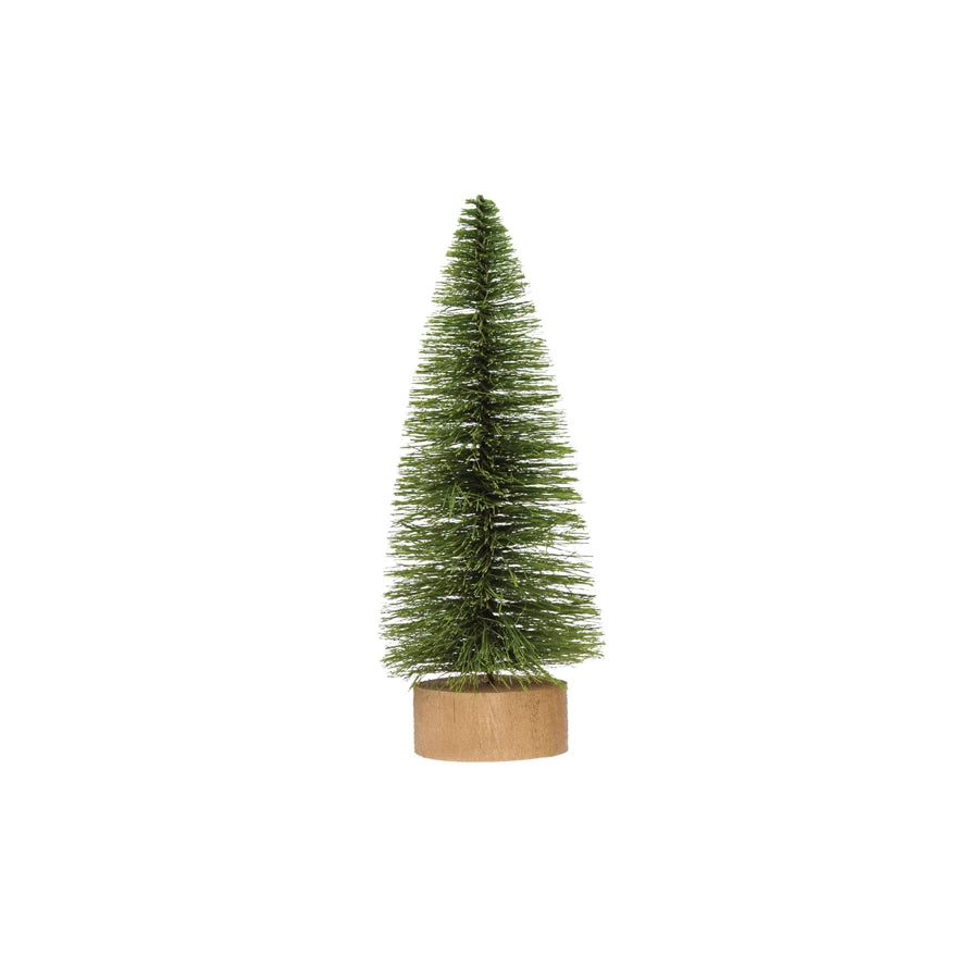 4" Round x 10-1/4"H Sisal Bottle Brush Tree with Wood Base, Green