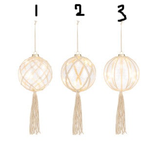 Lit Glass Ornaments with Macrame